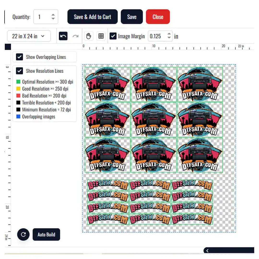 Glow DTF Gang Sheet Builder