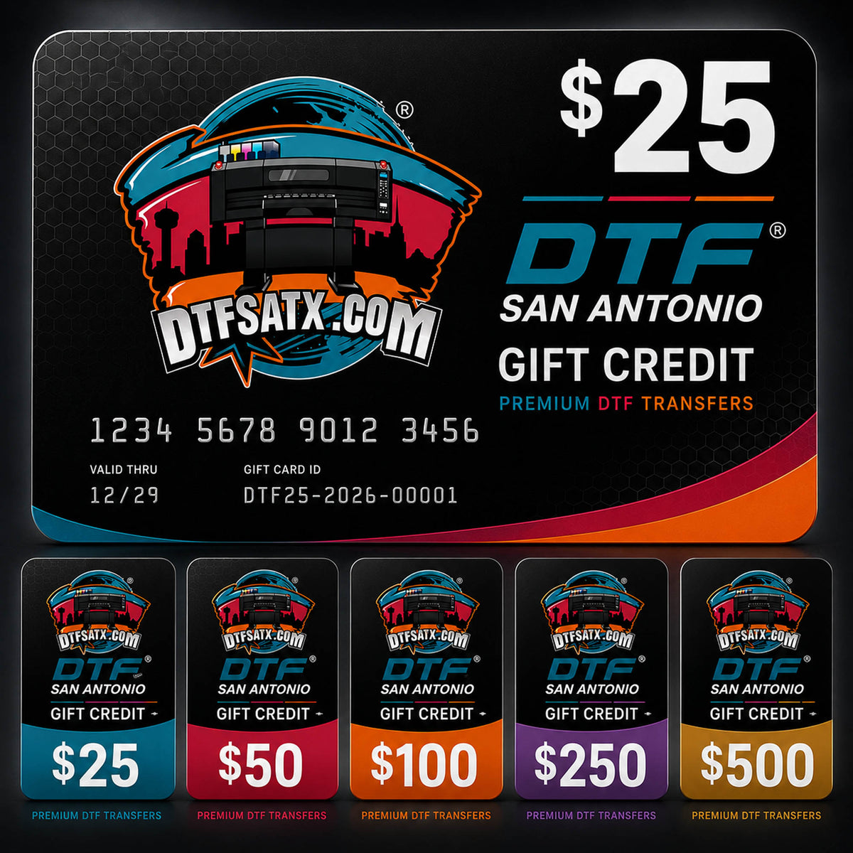 DTF San Antonio gift credit denominations