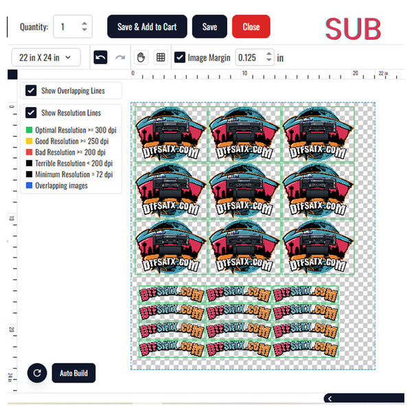 24" Sublimation Gang Sheet Builder