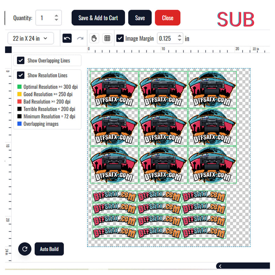 24" Sublimation Gang Sheet Builder